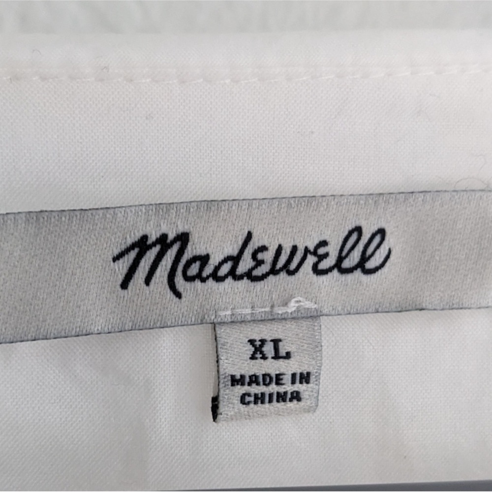 Madewell Embroidered Tiered Dress Size XL White 100% Cotton Abstract Face Print - Picture 7 of 7